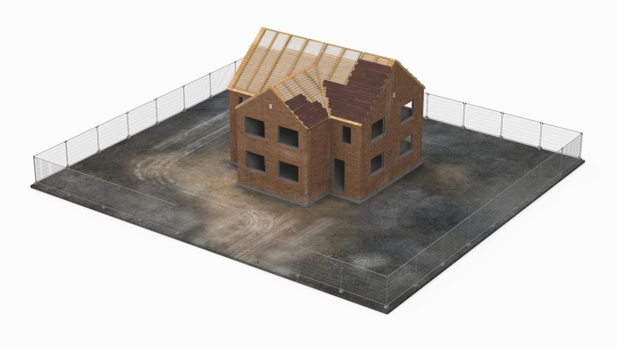 3D model Unfinished Brick House Construction