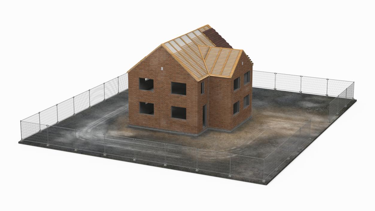 3D model Unfinished Brick House Construction