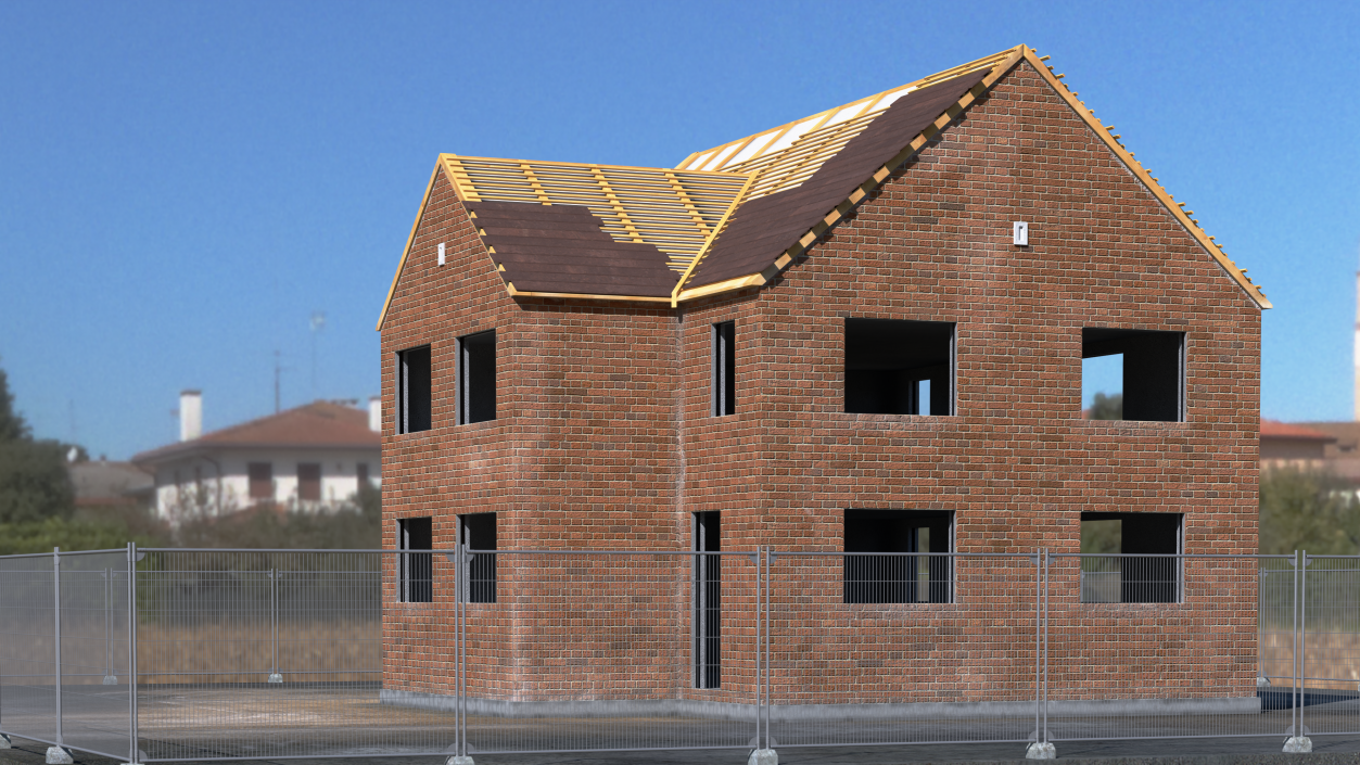 3D model Unfinished Brick House Construction