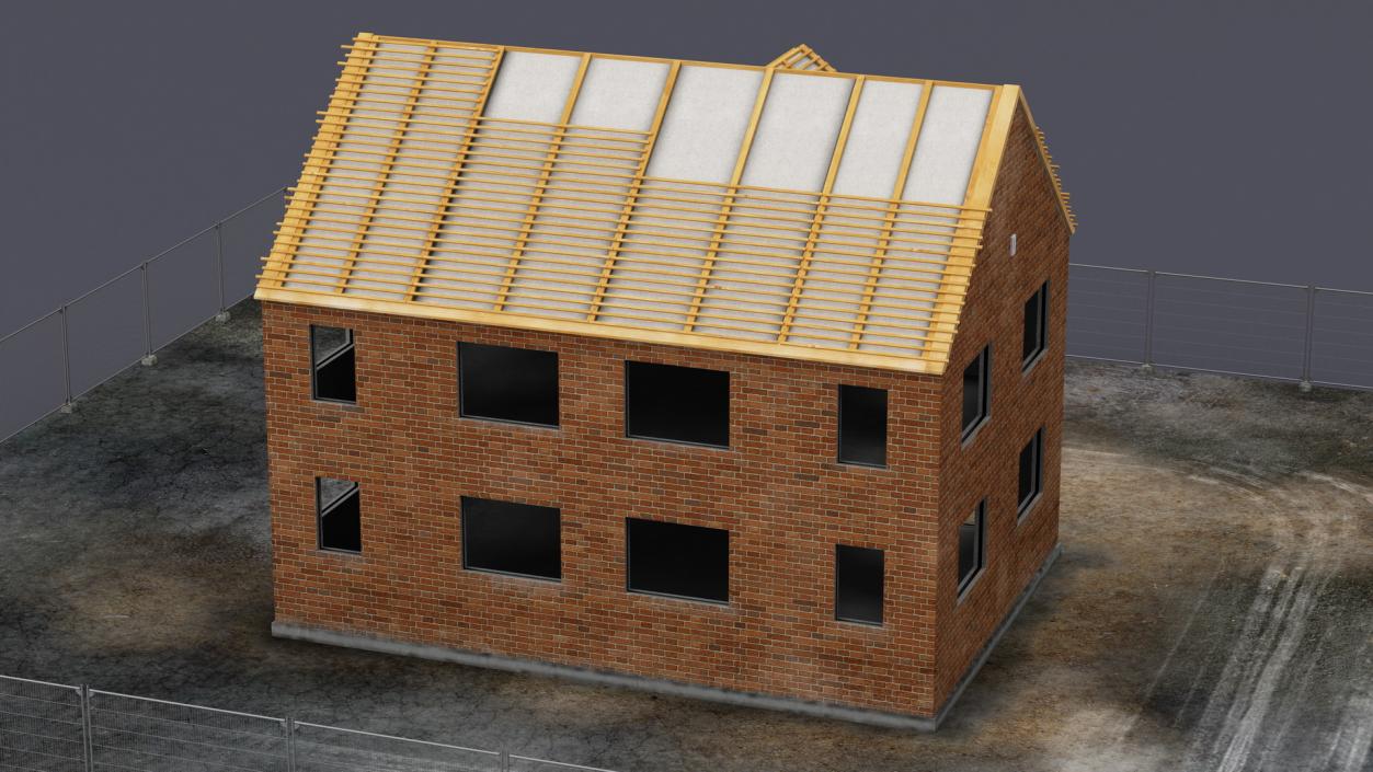 3D model Unfinished Brick House Construction