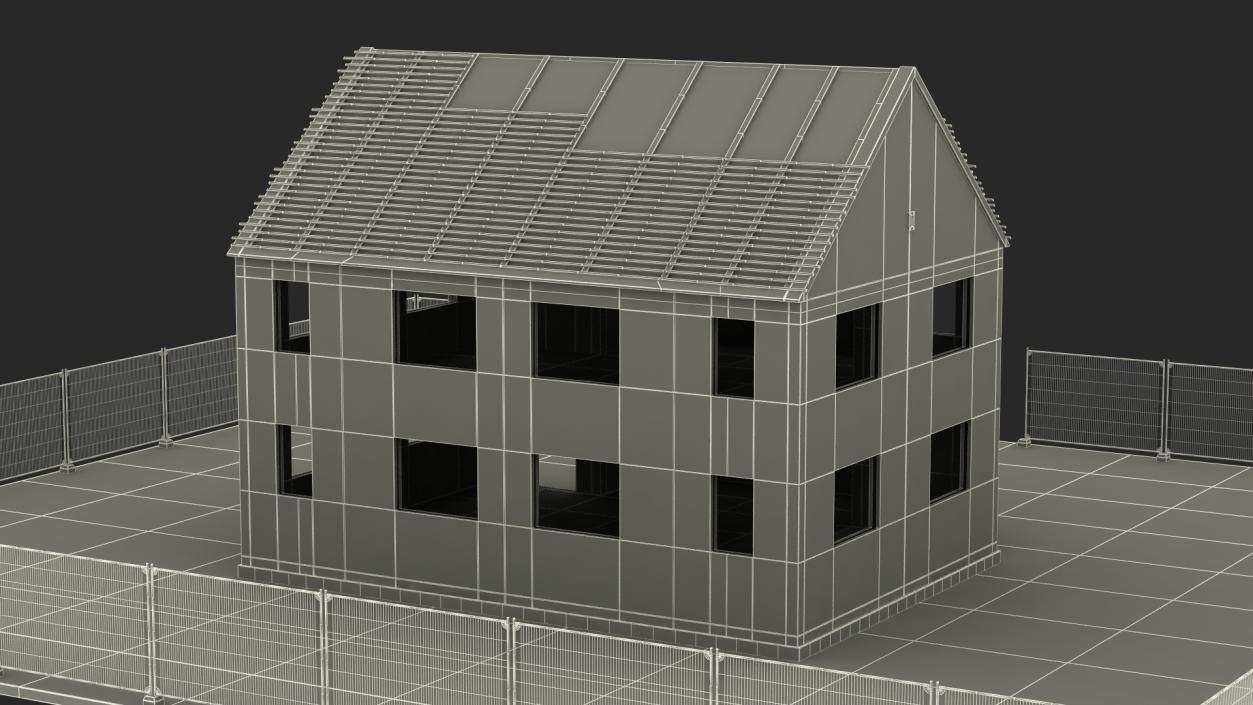 3D model Unfinished Brick House Construction