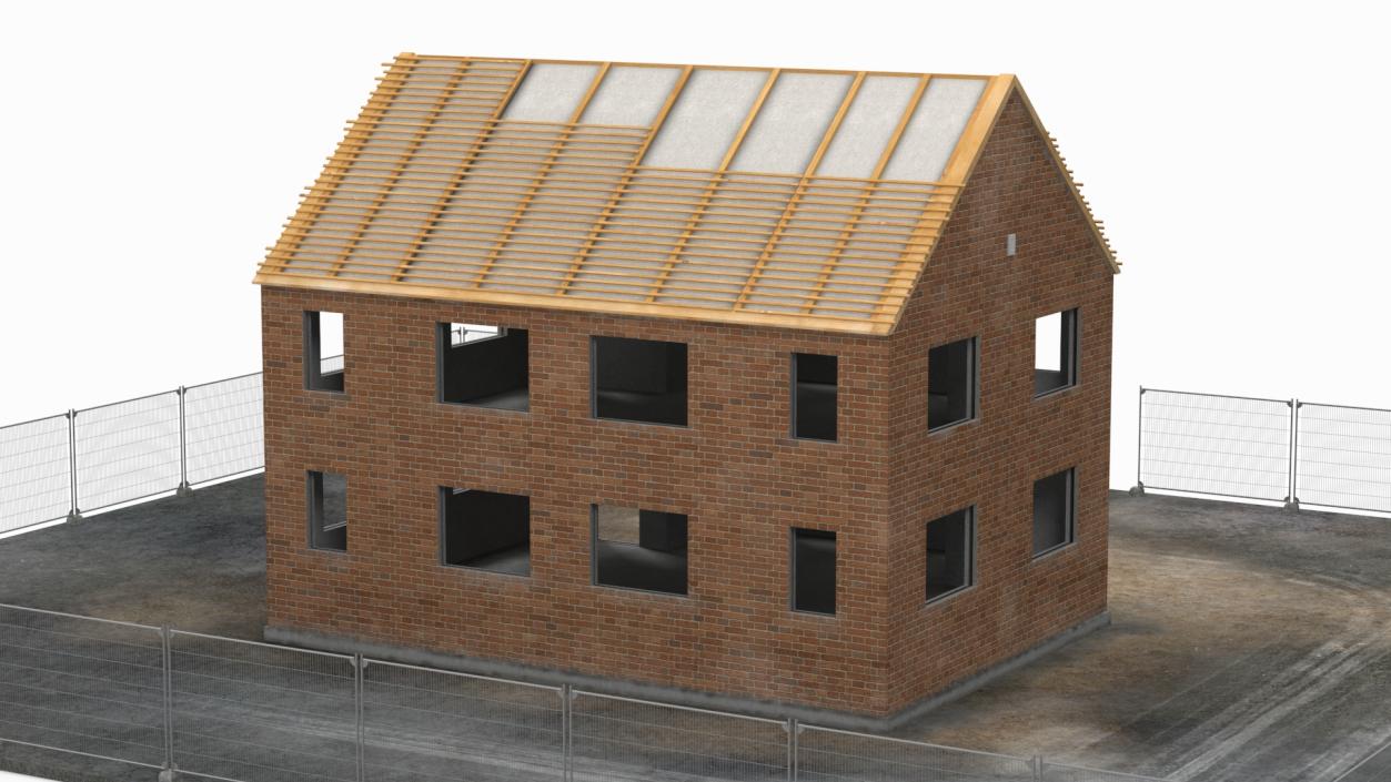 3D model Unfinished Brick House Construction