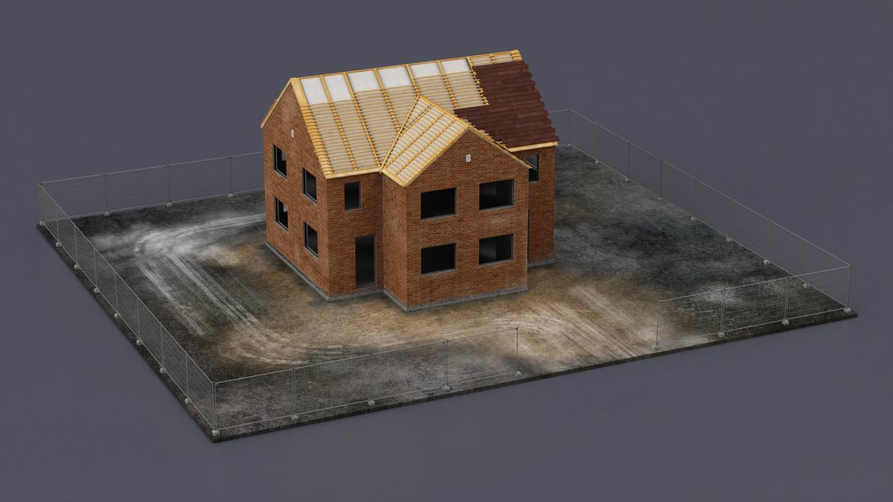 3D model Unfinished Brick House Construction