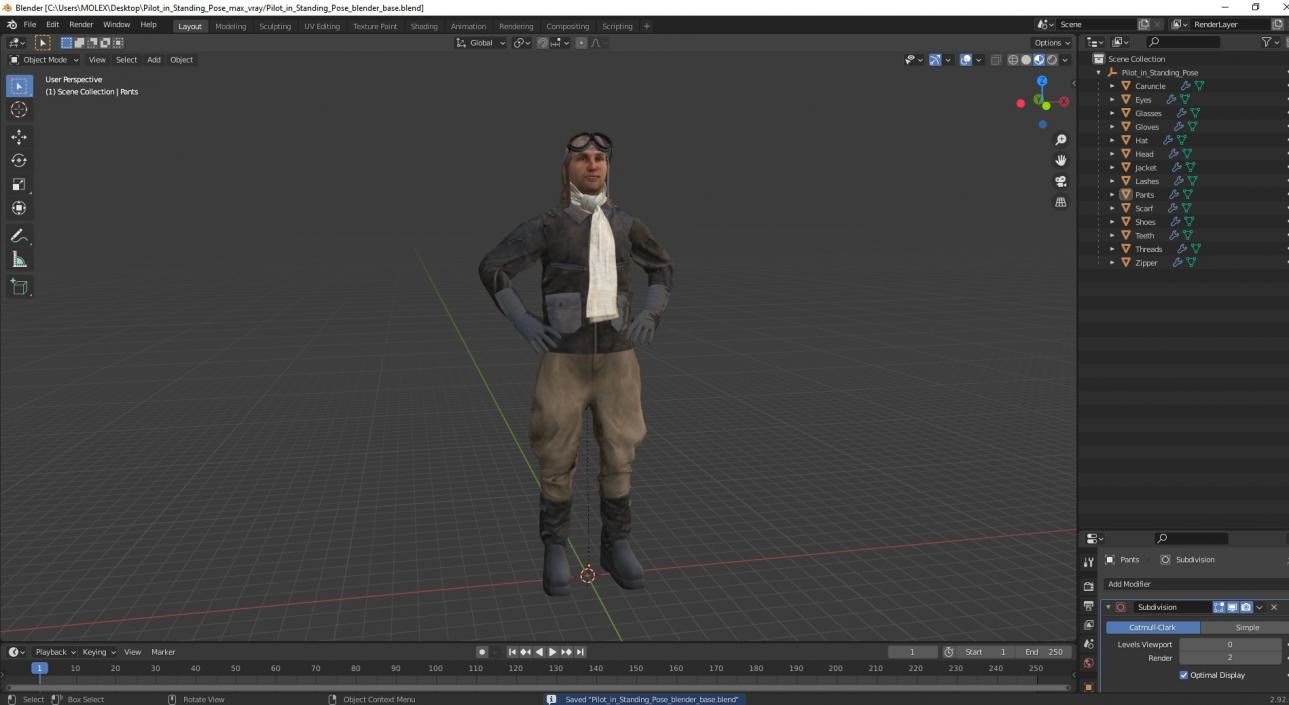 Pilot in Standing Pose 2 3D model