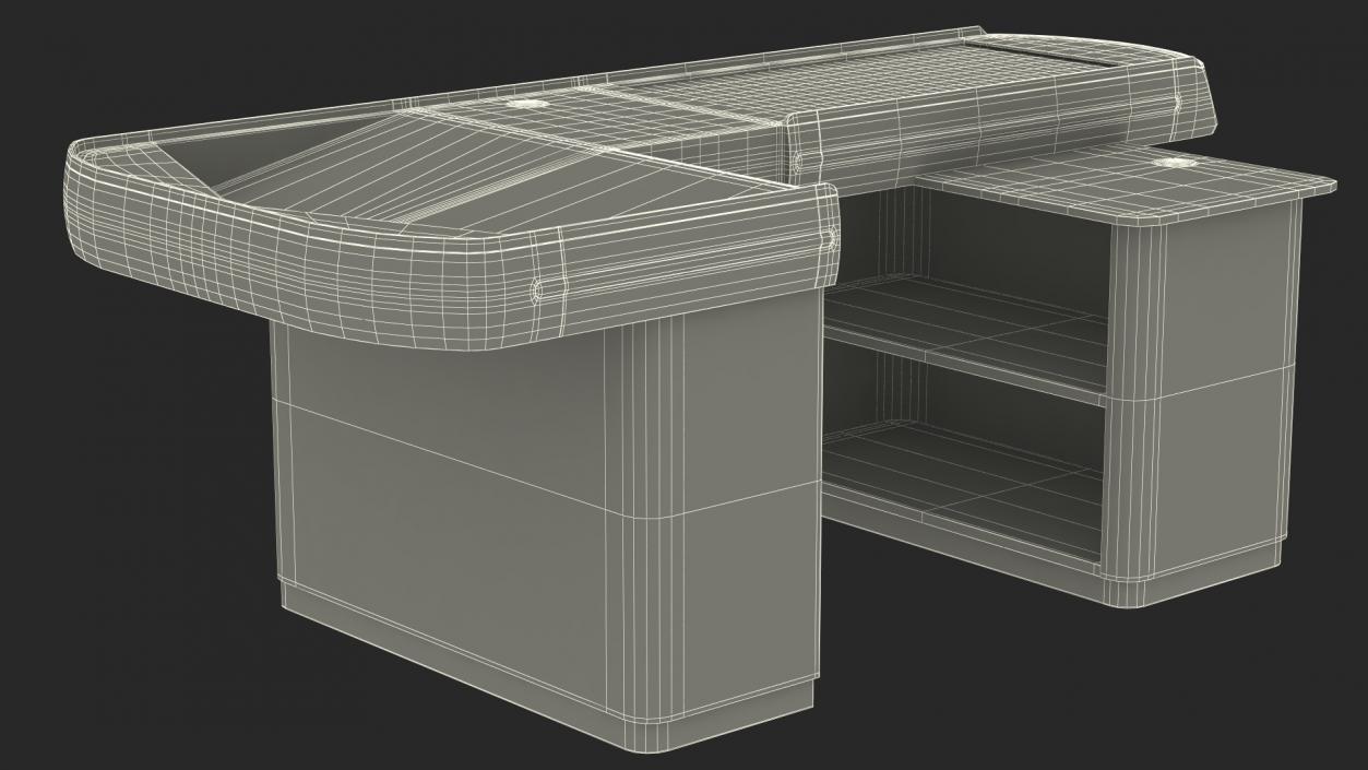 3D Large Supermarket Checkout Counter Red model