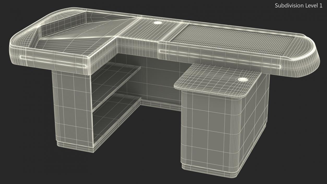 3D Large Supermarket Checkout Counter Red model