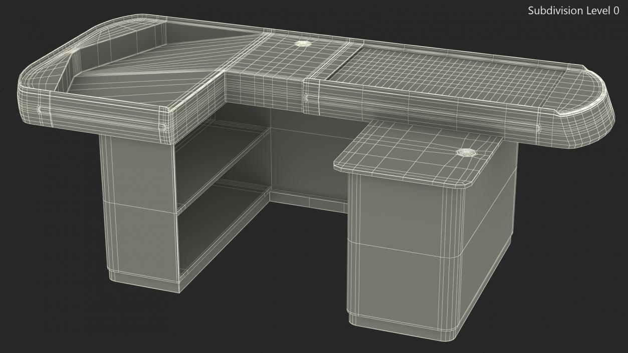 3D Large Supermarket Checkout Counter Red model