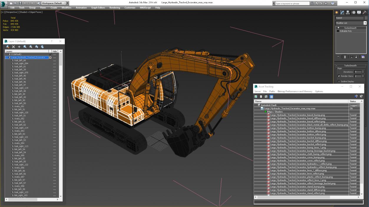 3D Large Hydraulic Tracked Excavator model