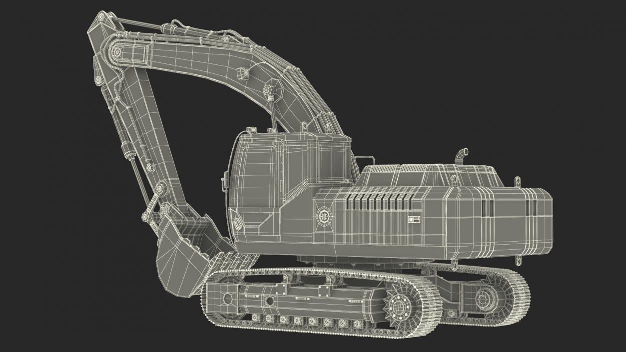 3D Large Hydraulic Tracked Excavator model