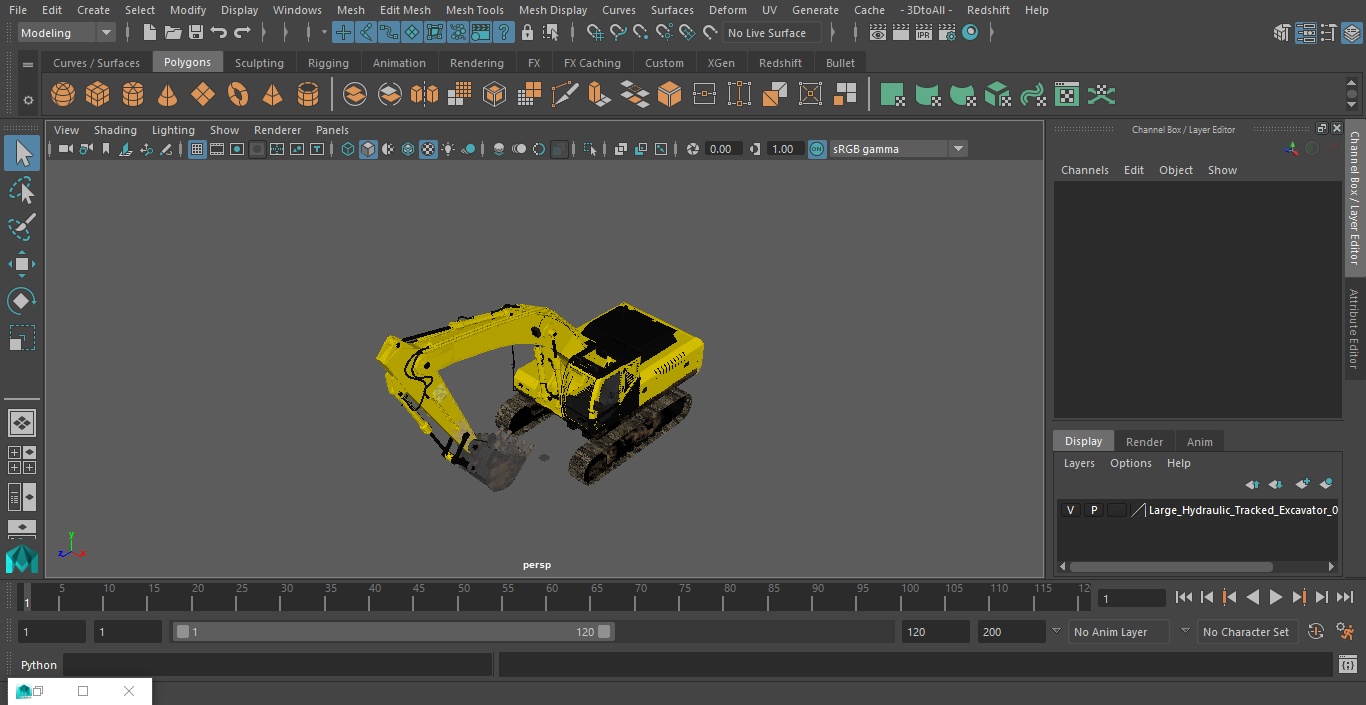 3D Large Hydraulic Tracked Excavator model