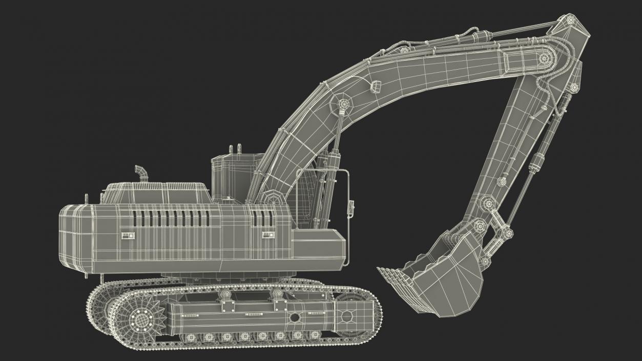 3D Large Hydraulic Tracked Excavator model