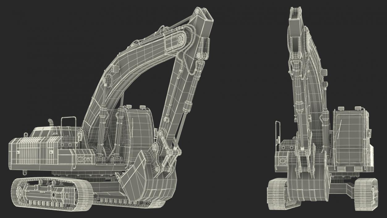 3D Large Hydraulic Tracked Excavator model