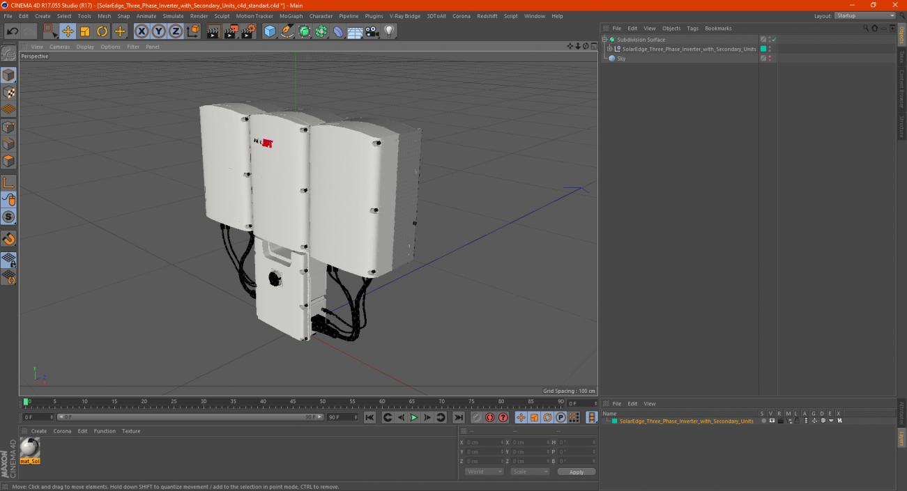 3D SolarEdge Three Phase Inverter with Secondary Units