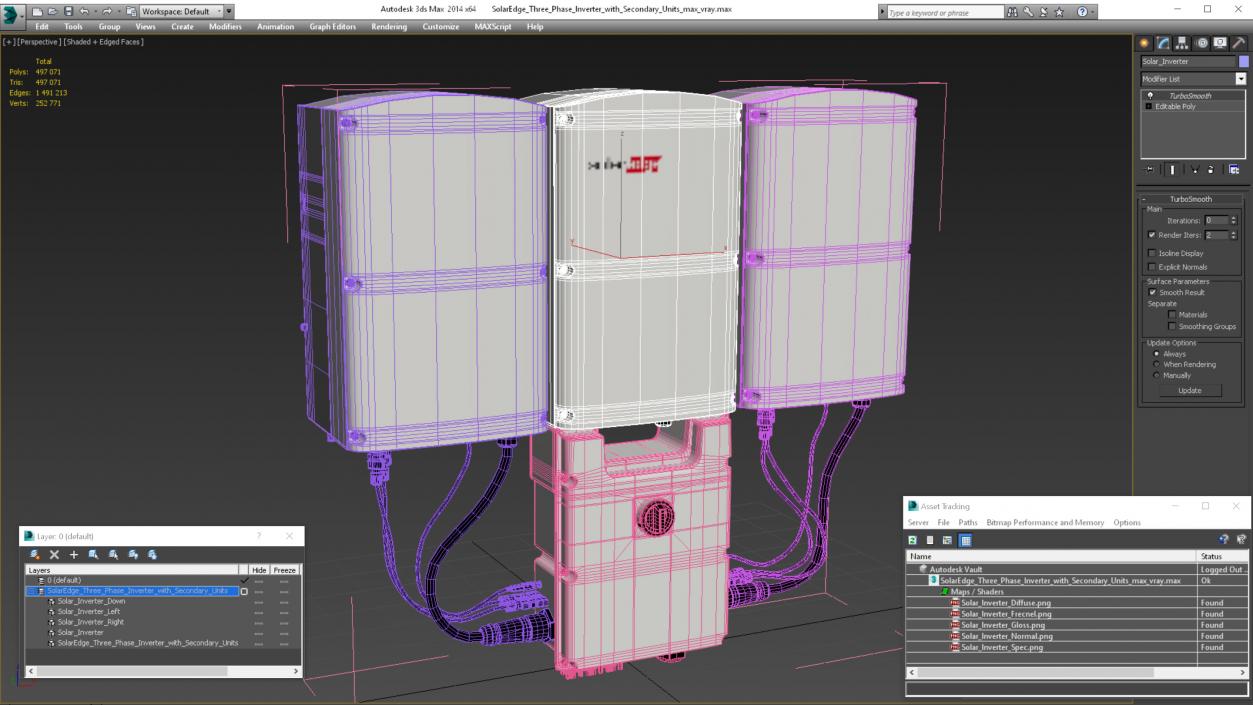 3D SolarEdge Three Phase Inverter with Secondary Units