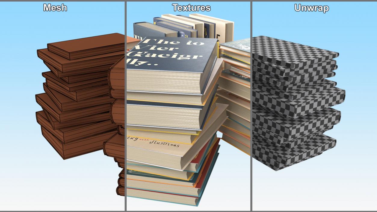 3D Hardcover Books Collection