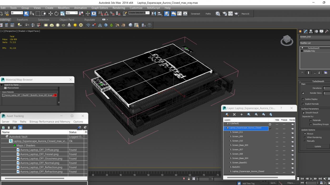 3D Laptop Expanscape Aurora Closed 2 model