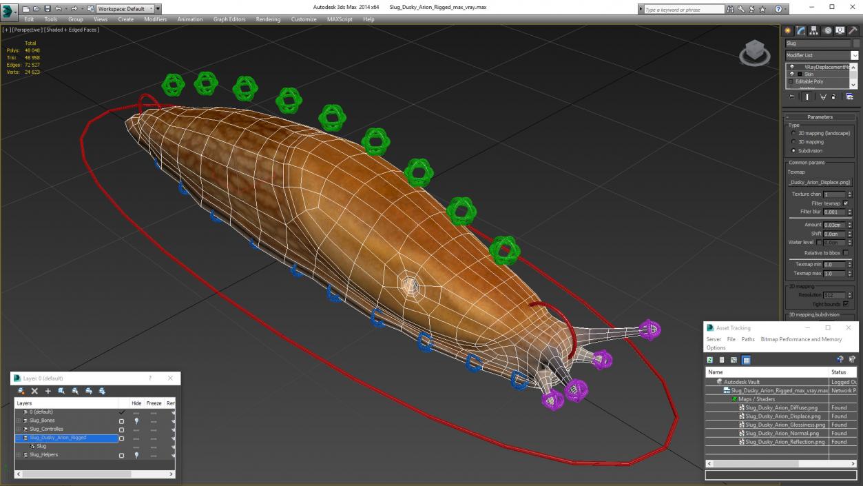 Slug Dusky Arion Rigged for Cinema 4D 3D