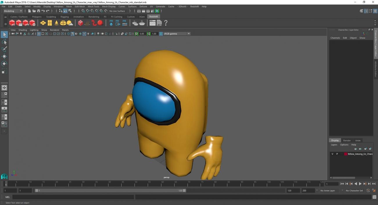 3D model Yellow Among Us Character