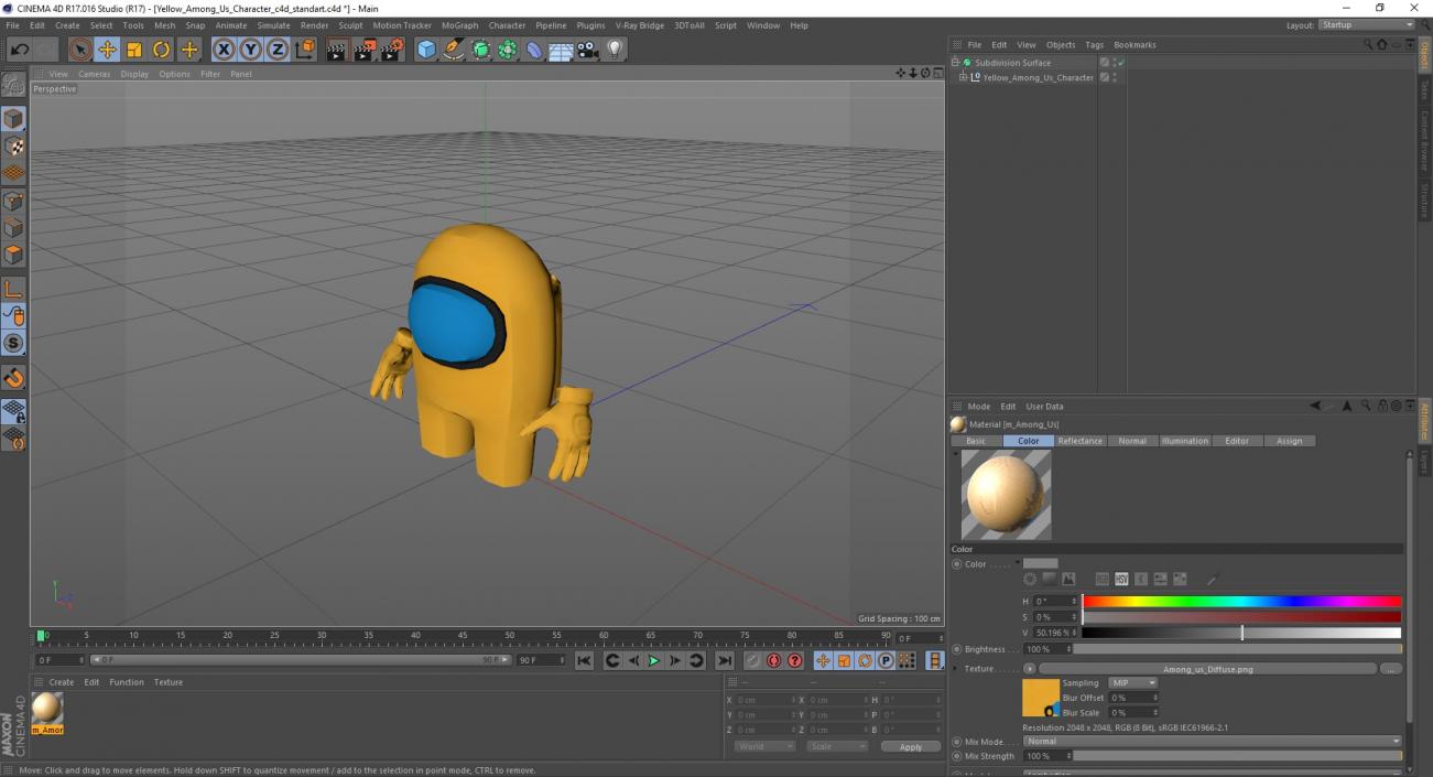 3D model Yellow Among Us Character