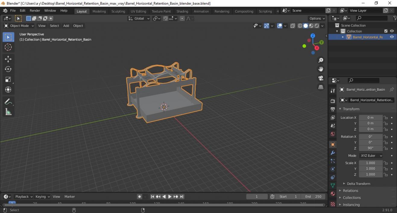 3D Barrel Horizontal Retention Basin model