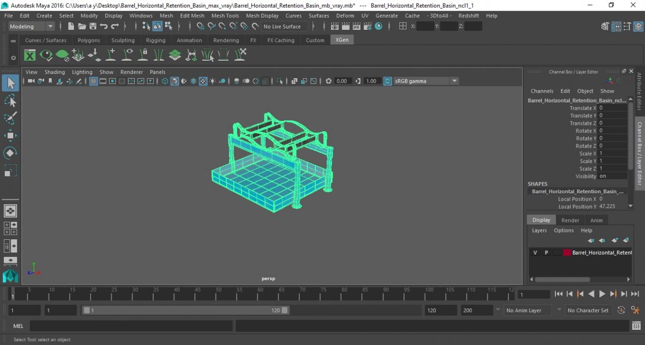 3D Barrel Horizontal Retention Basin model