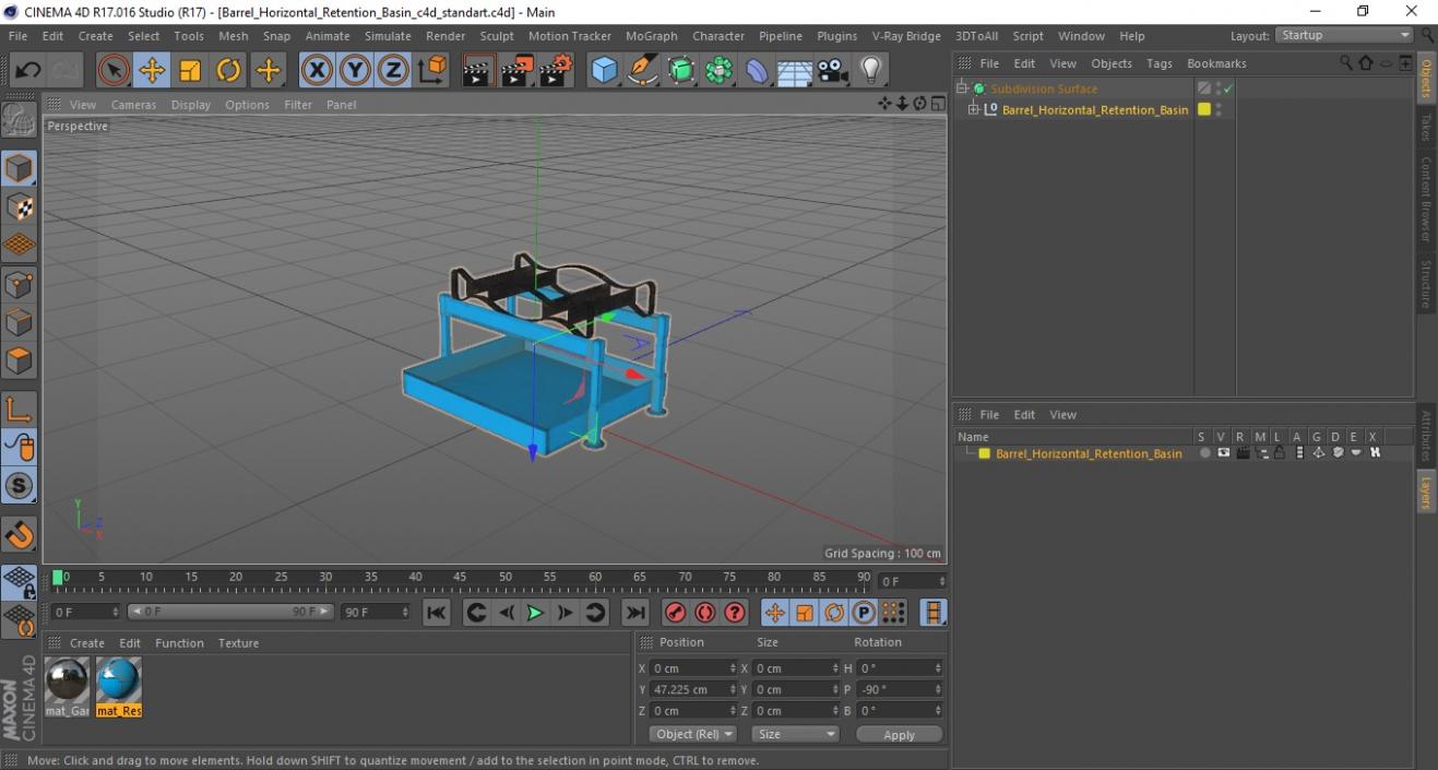 3D Barrel Horizontal Retention Basin model