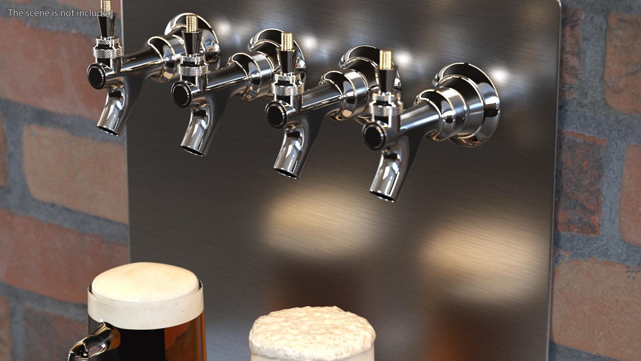 3D model Wall Mount Beer Dispenser with Beer Mugs