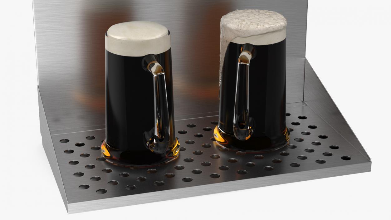 3D model Wall Mount Beer Dispenser with Beer Mugs