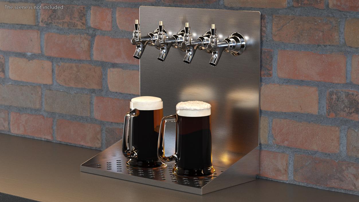 3D model Wall Mount Beer Dispenser with Beer Mugs