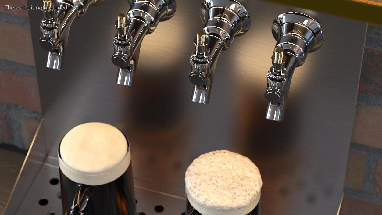 3D model Wall Mount Beer Dispenser with Beer Mugs