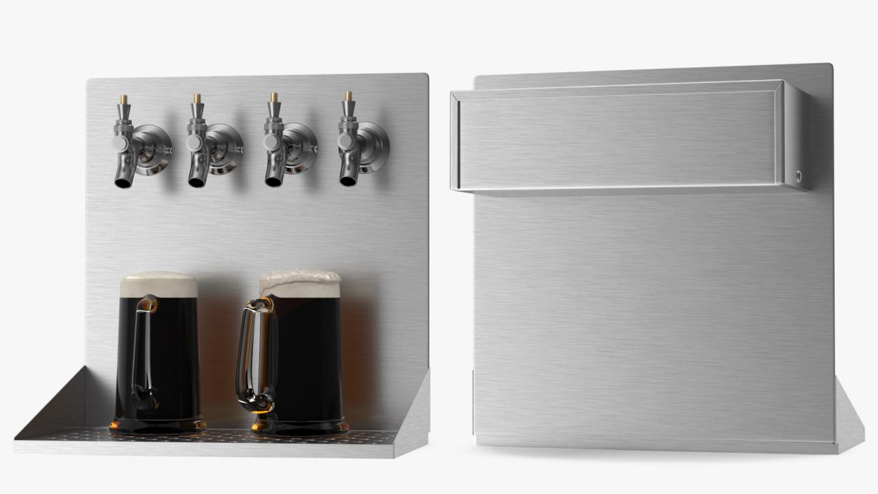 3D model Wall Mount Beer Dispenser with Beer Mugs