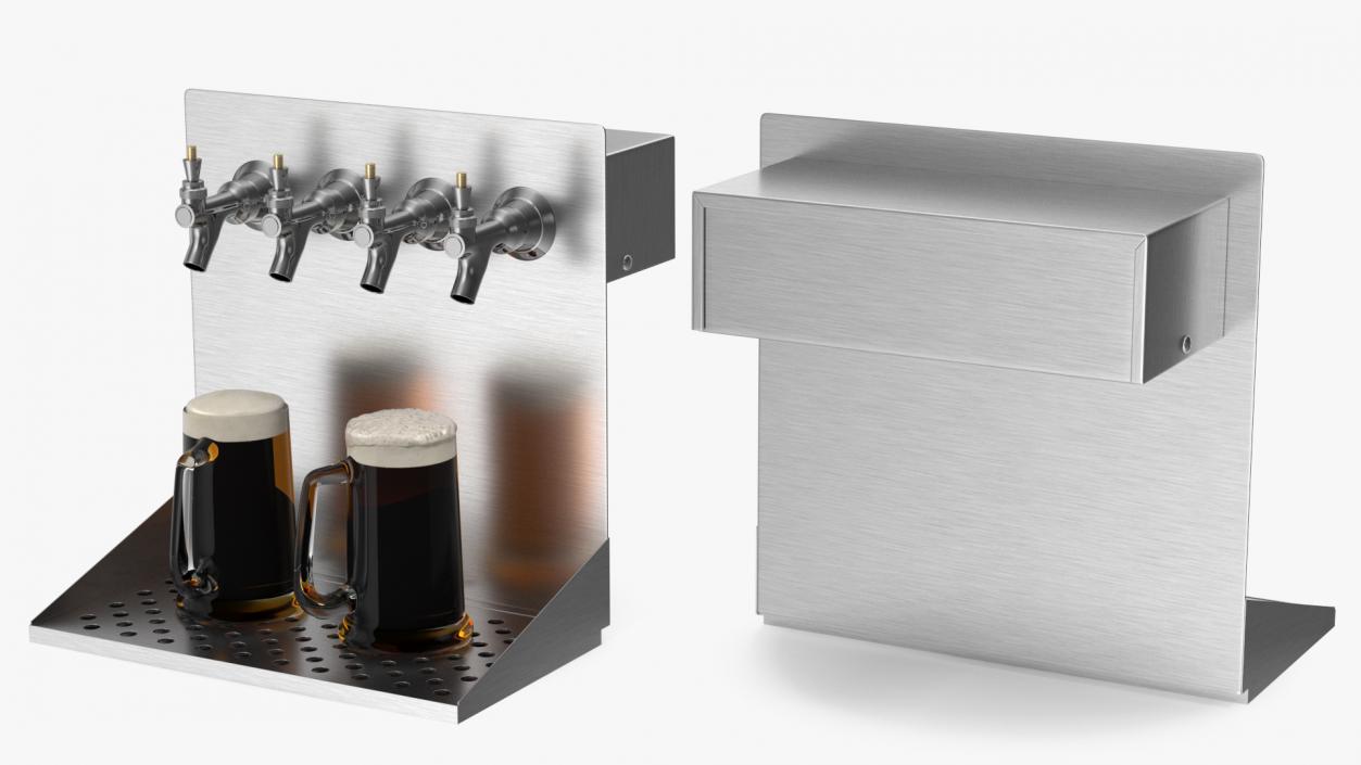 3D model Wall Mount Beer Dispenser with Beer Mugs