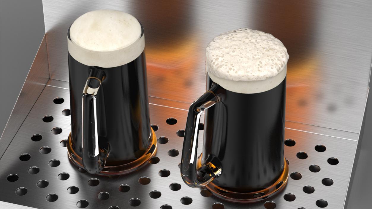 3D model Wall Mount Beer Dispenser with Beer Mugs