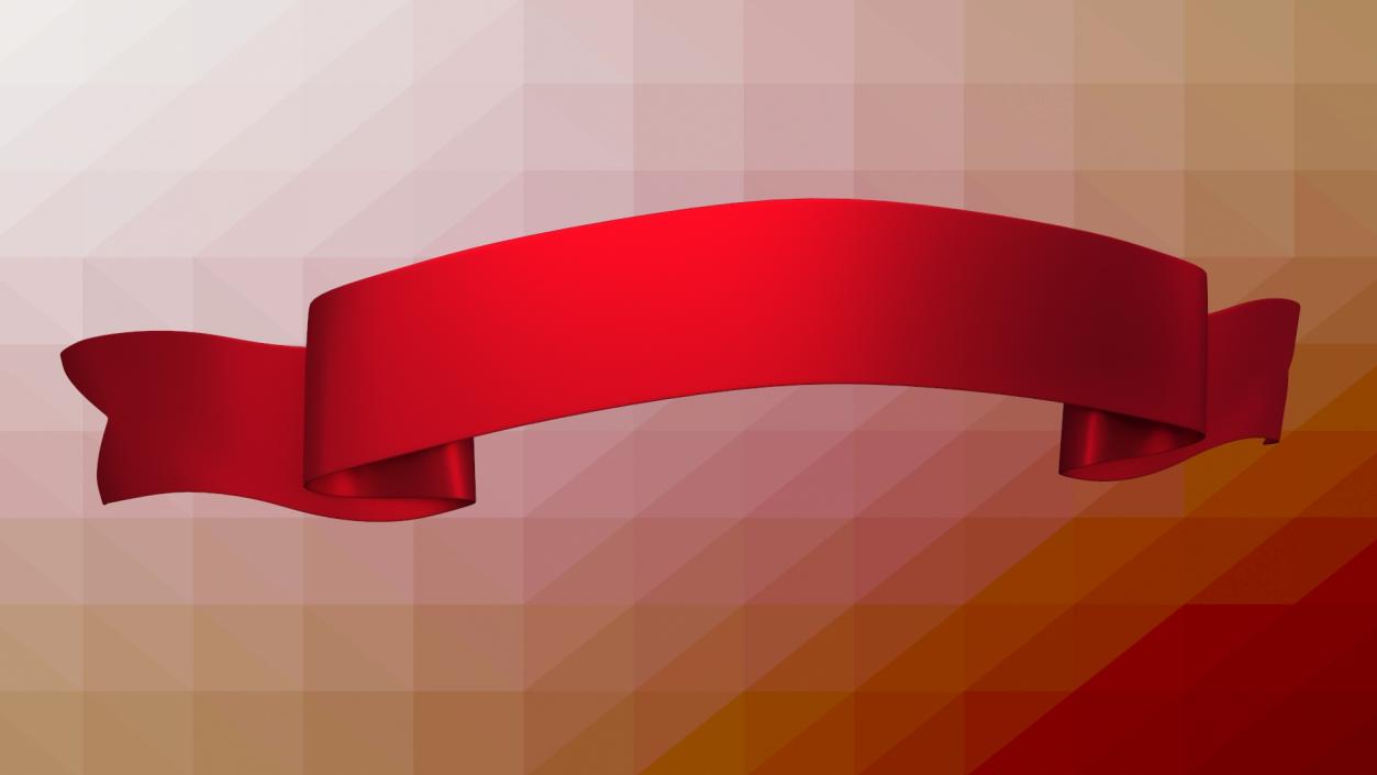 Folded Red Ribbon Banner 3D model