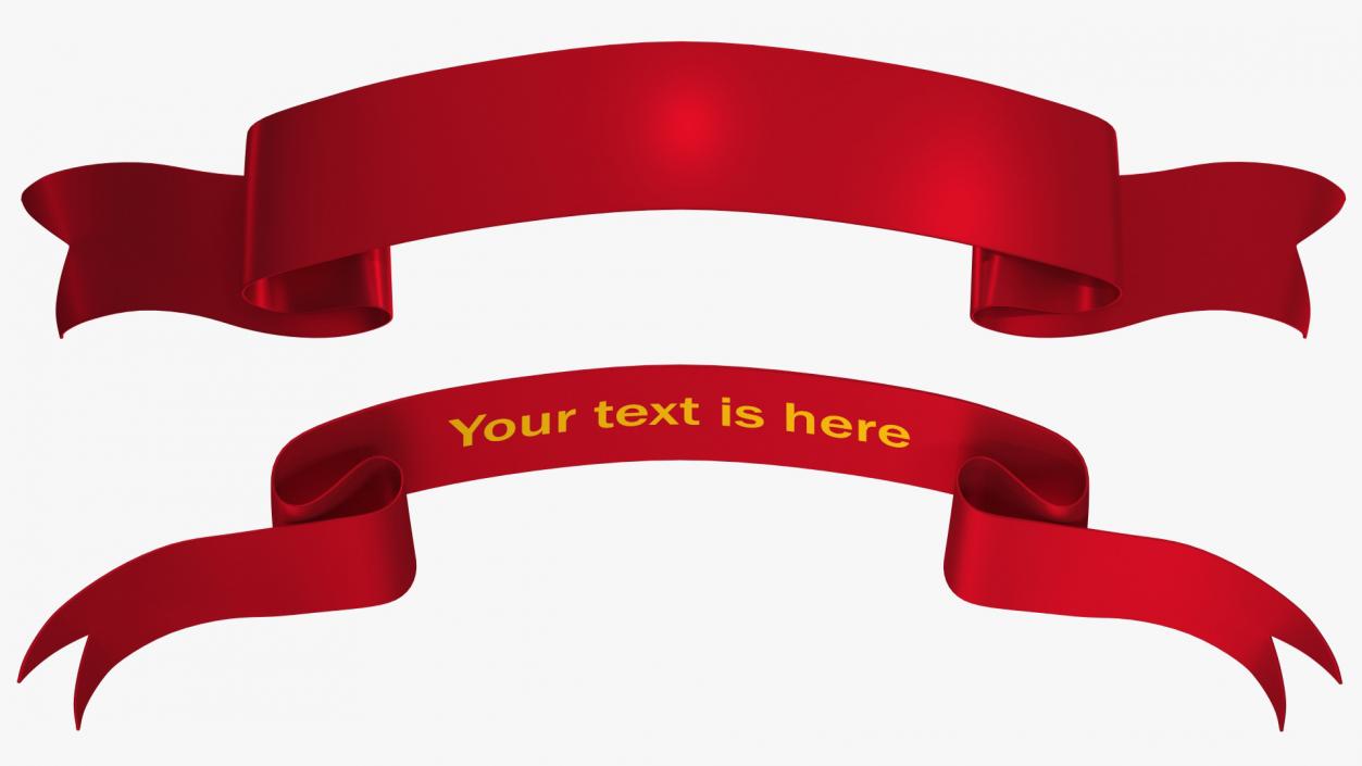 Folded Red Ribbon Banner 3D model