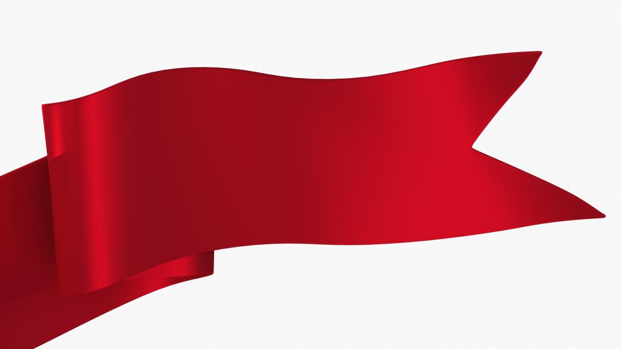 Folded Red Ribbon Banner 3D model