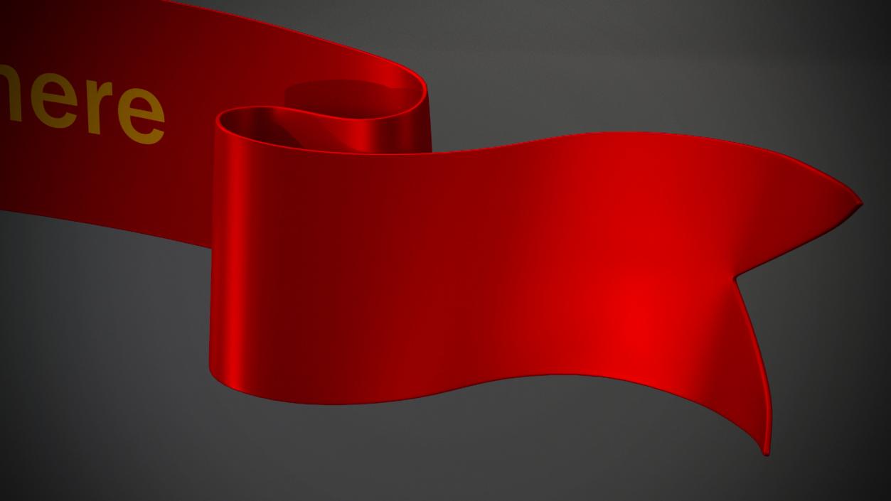 Folded Red Ribbon Banner 3D model