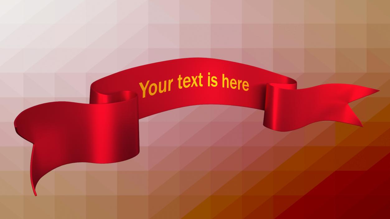 Folded Red Ribbon Banner 3D model