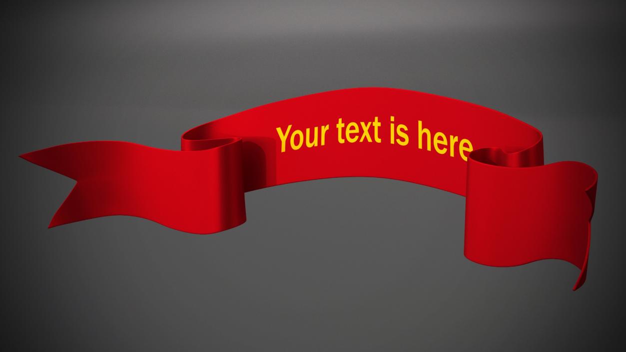 Folded Red Ribbon Banner 3D model