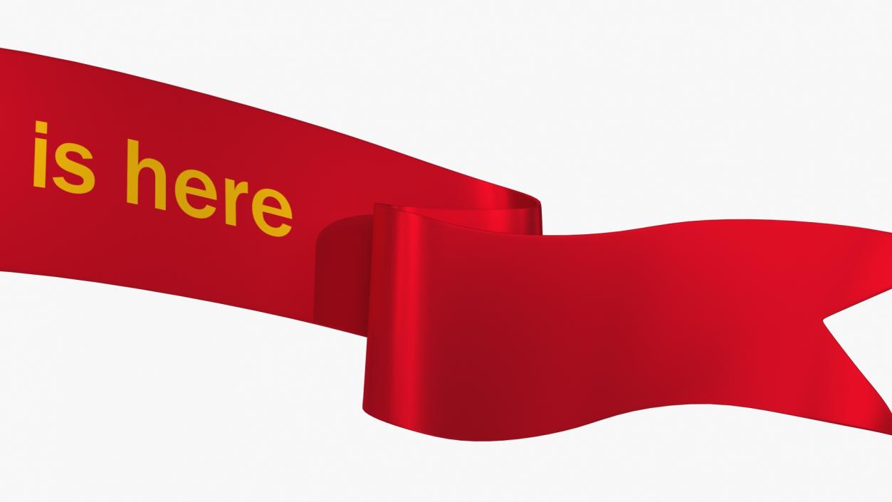 Folded Red Ribbon Banner 3D model