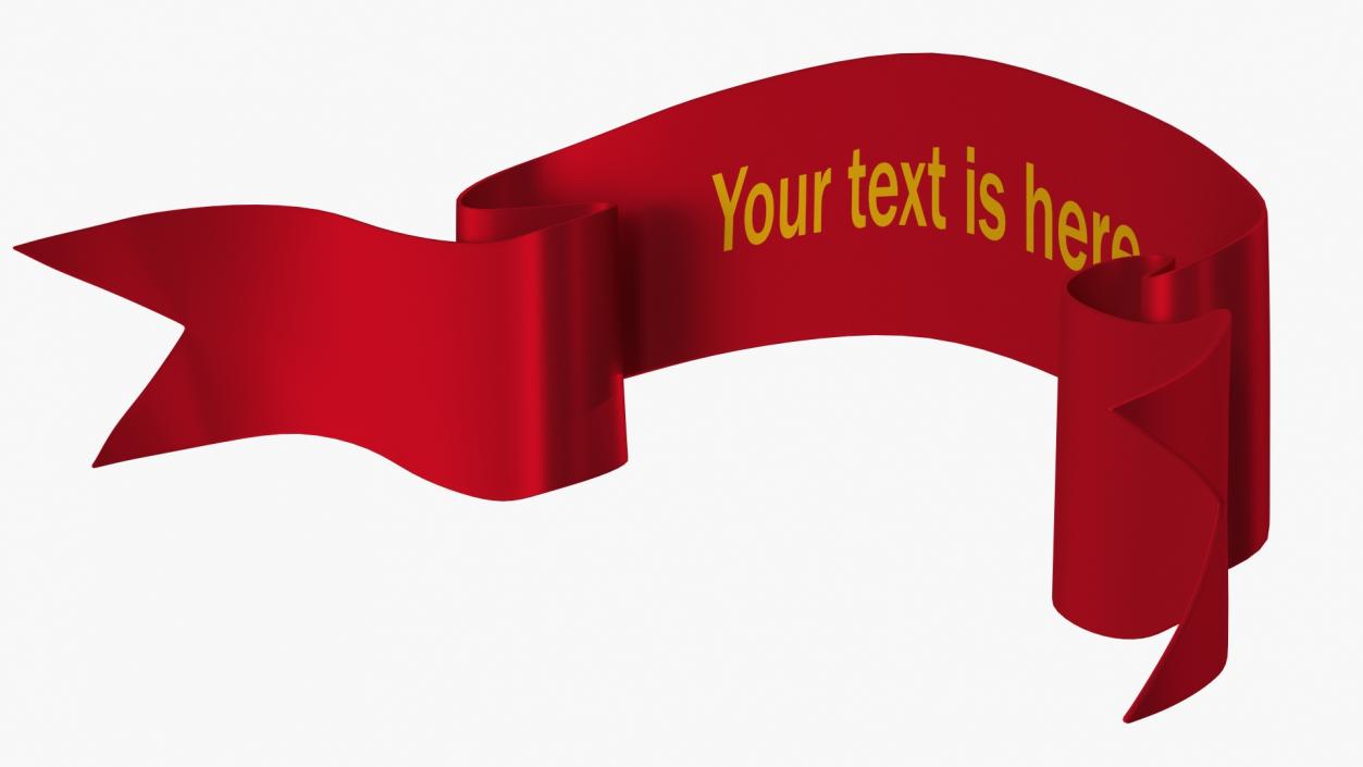 Folded Red Ribbon Banner 3D model