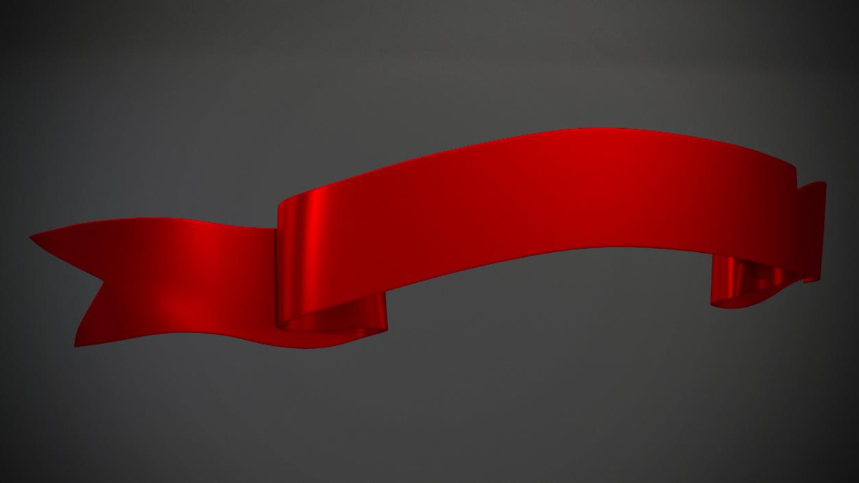 Folded Red Ribbon Banner 3D model