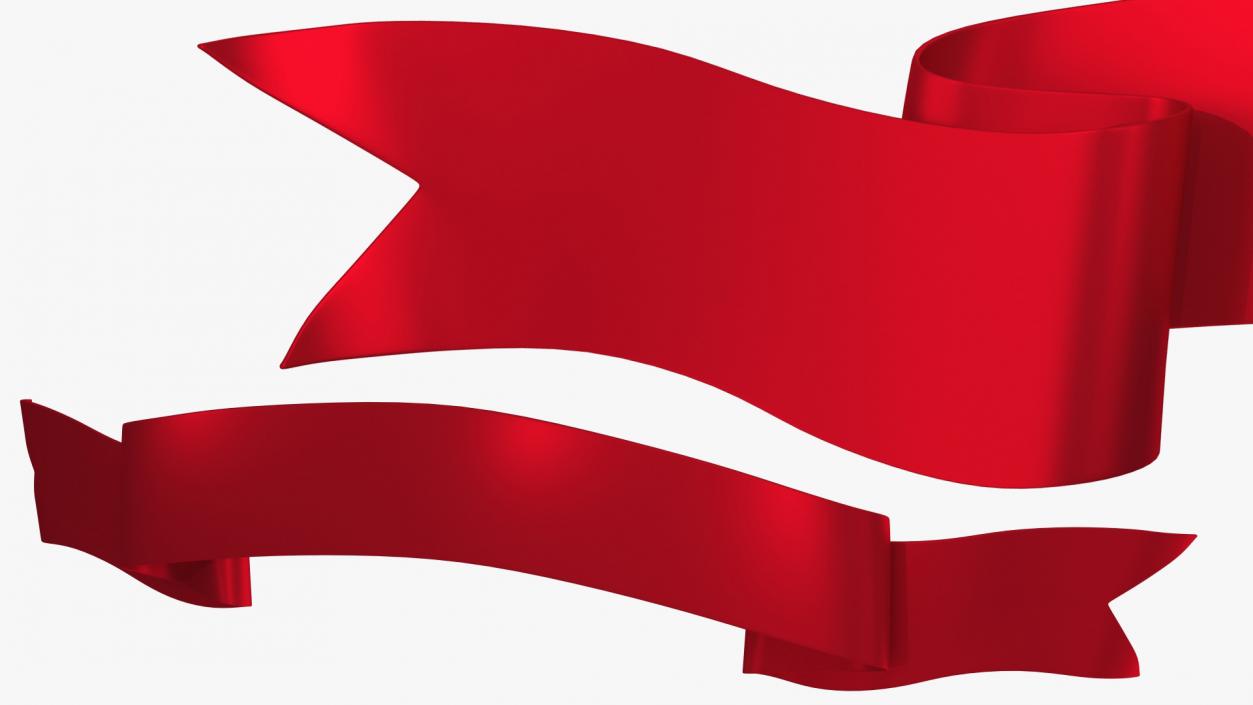 Folded Red Ribbon Banner 3D model