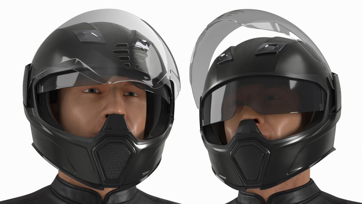 3D model Motorcycle Rider Wearing Black Suit