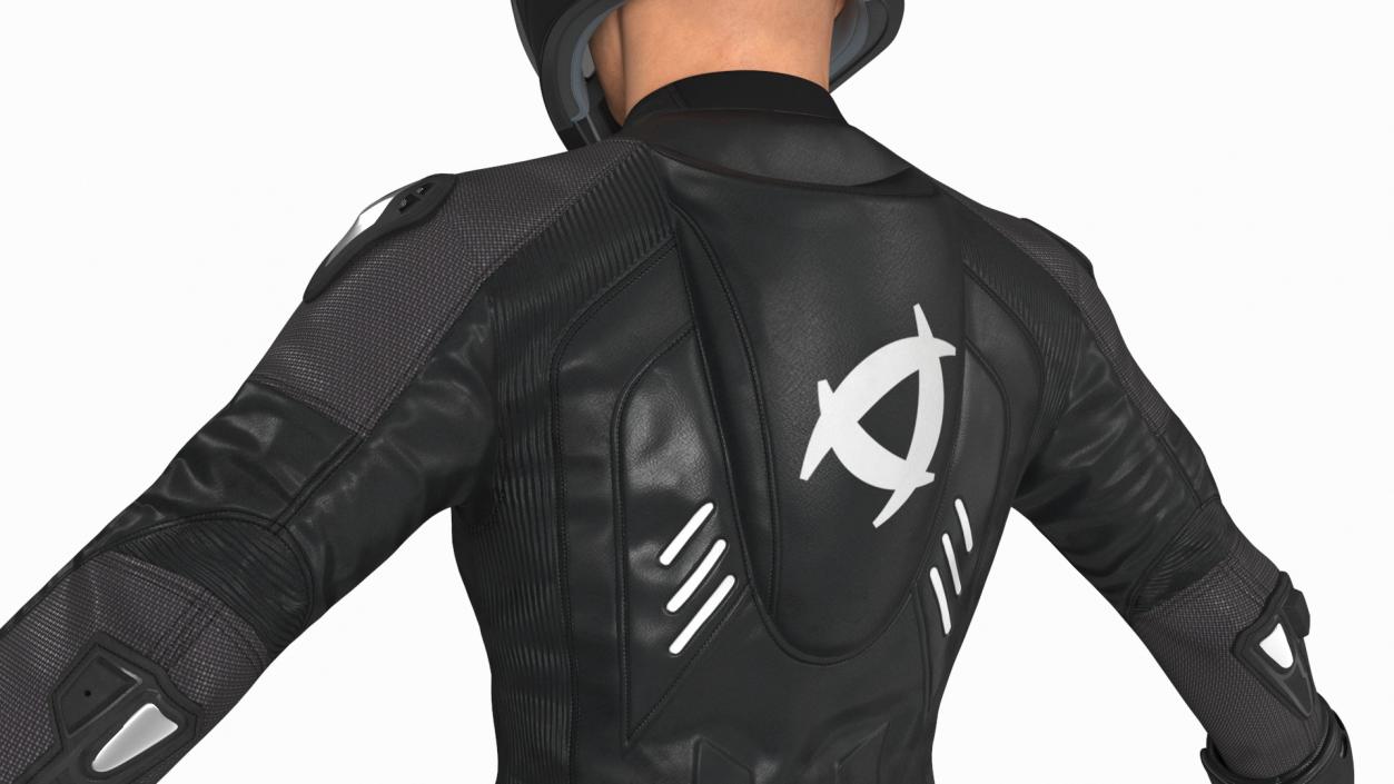 3D model Motorcycle Rider Wearing Black Suit