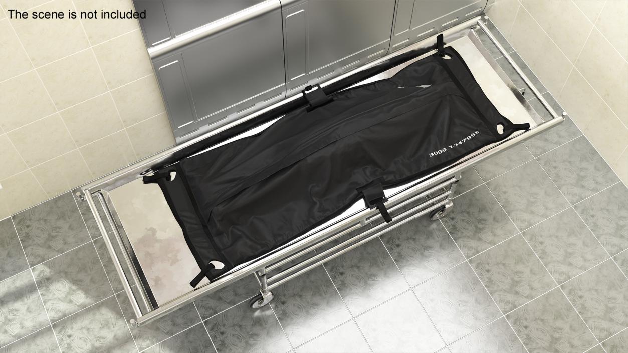 Body Bag on a Hospital Gurney 3D model