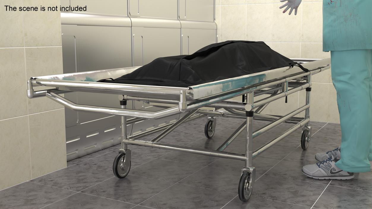 Body Bag on a Hospital Gurney 3D model