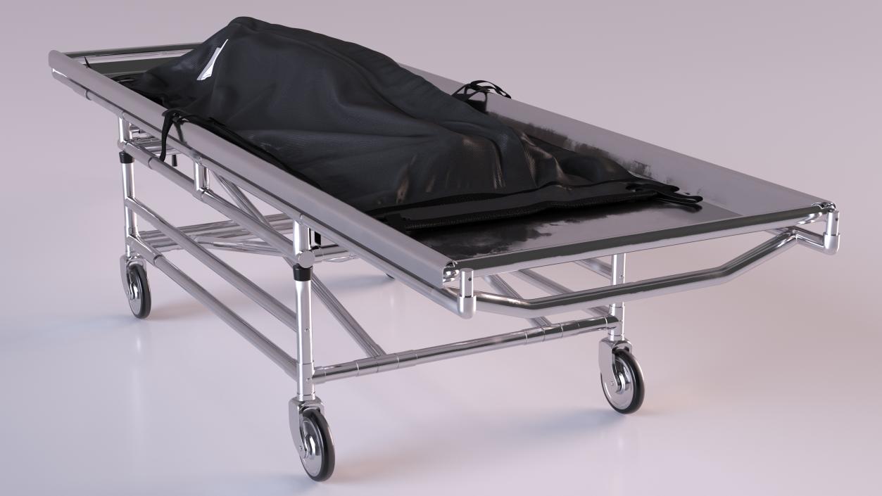 Body Bag on a Hospital Gurney 3D model