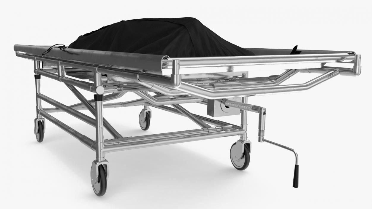 Body Bag on a Hospital Gurney 3D model