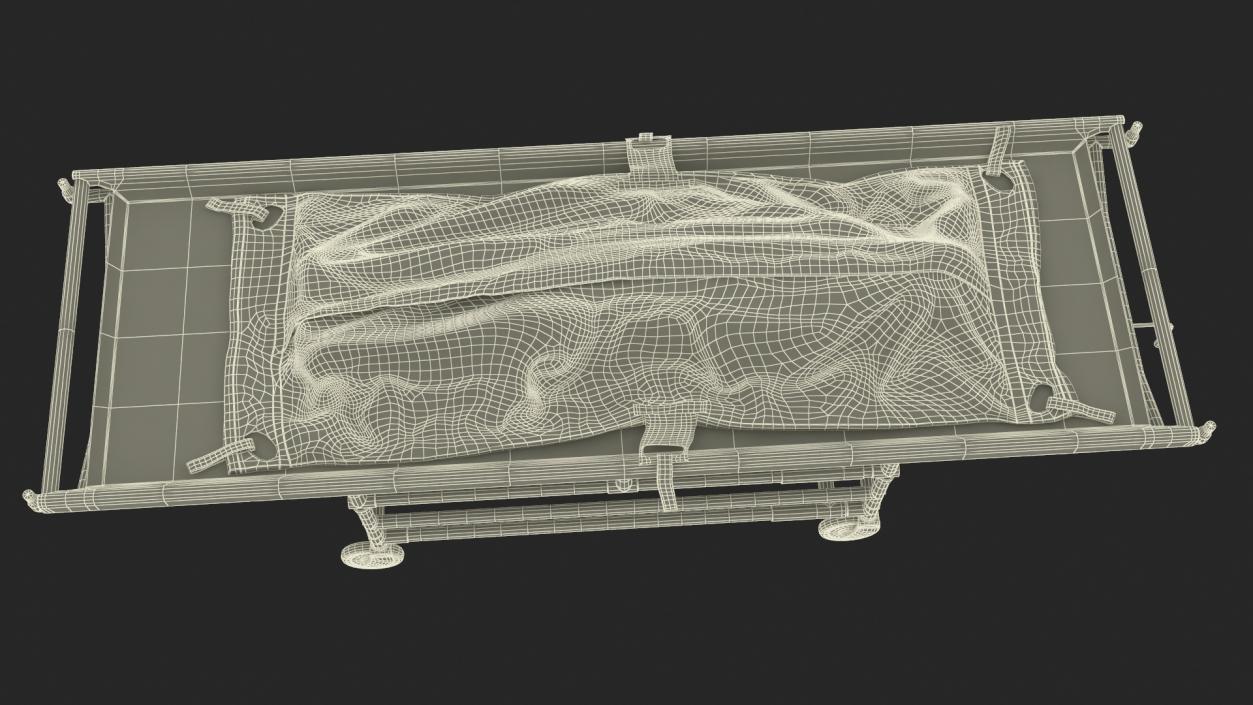 Body Bag on a Hospital Gurney 3D model